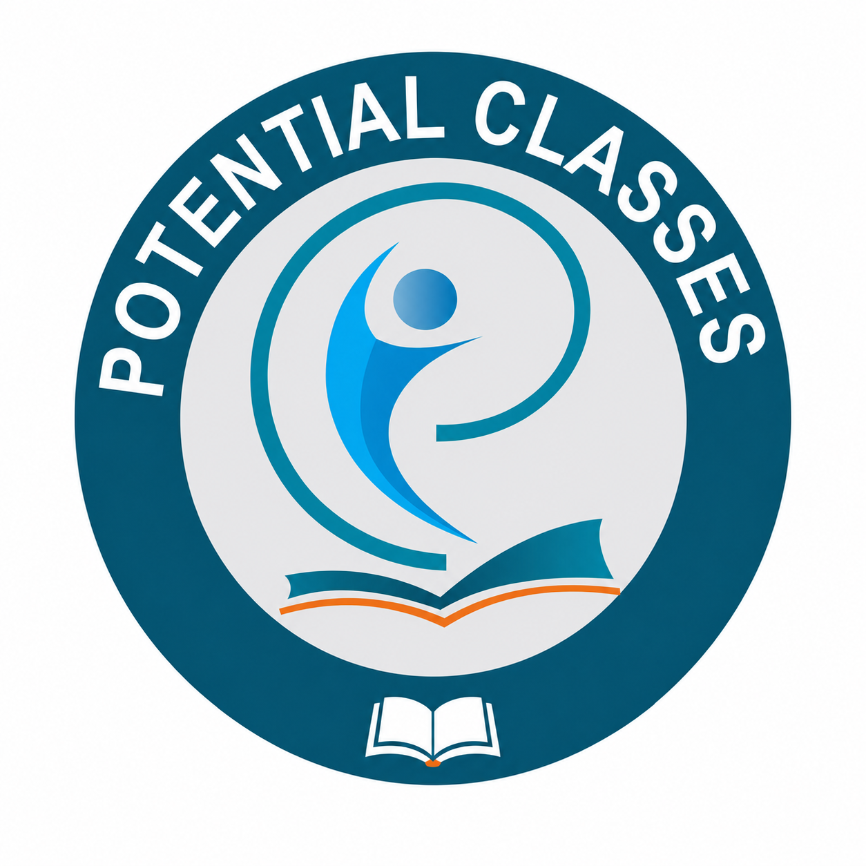 Potential Classes logo with an open book